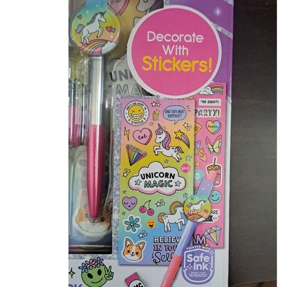 Rainbow Unicorn 80 Page Secret Diary Journal with Lock Key Pen & Stickers - Picture 5 of 8